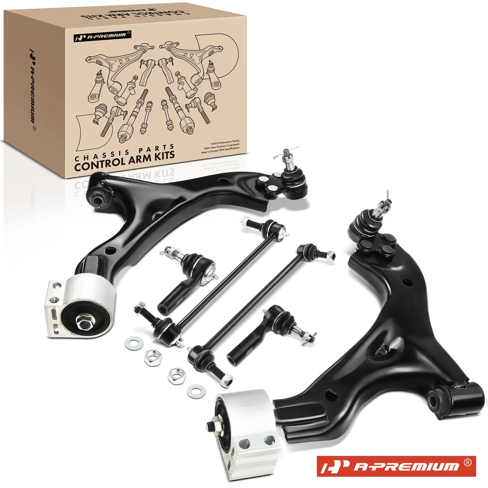 A-Premium 6x Front Control Arm with Ball Joint Sway Bar Link Tie Rod End for Chevrolet Equinox 2005-2009 Saturn Vue 2002-2007