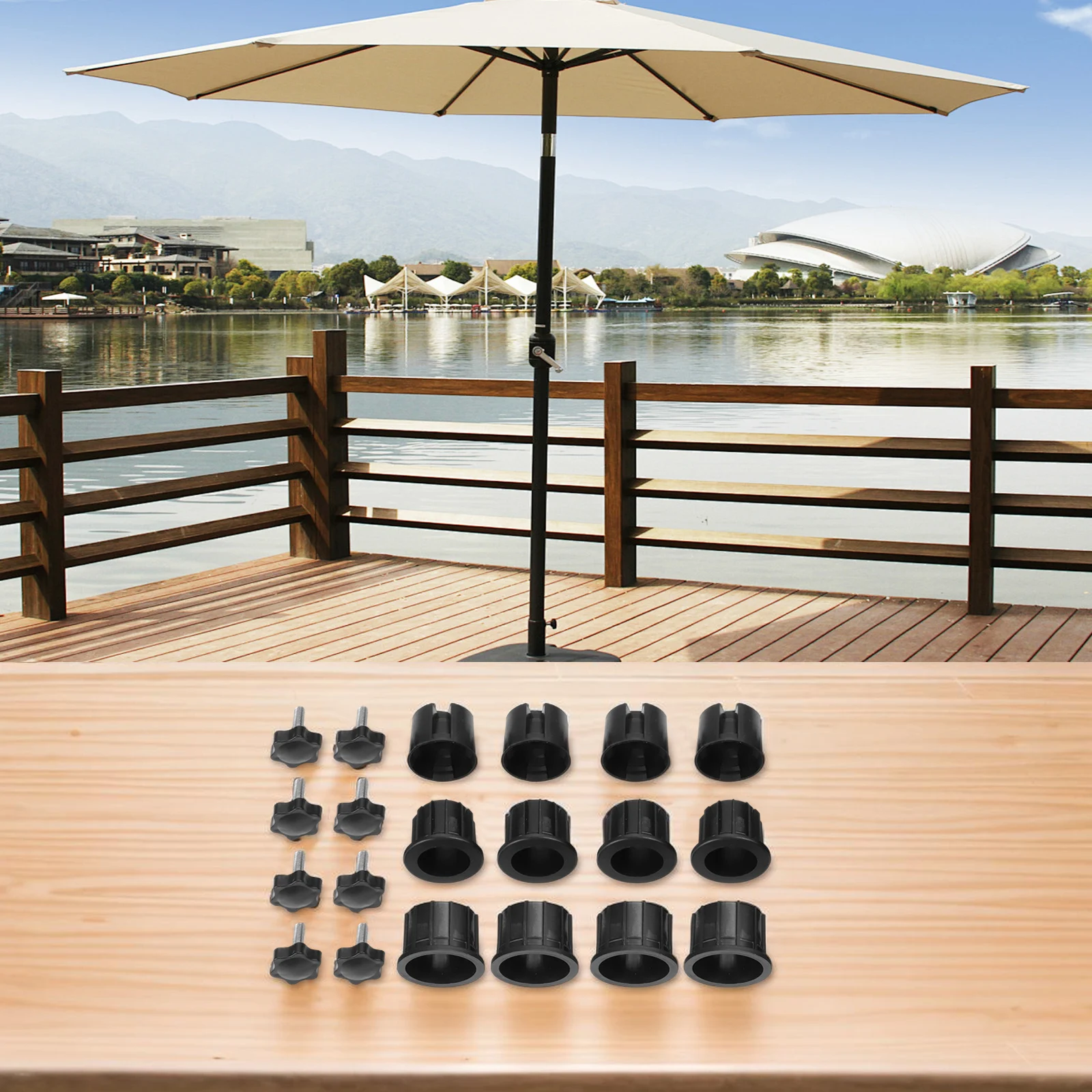16/20PCS Stainless Steel Parasol Accessories Outdoor Parasol Umbrella Base Replacement Eyelet Cover Parts Garden