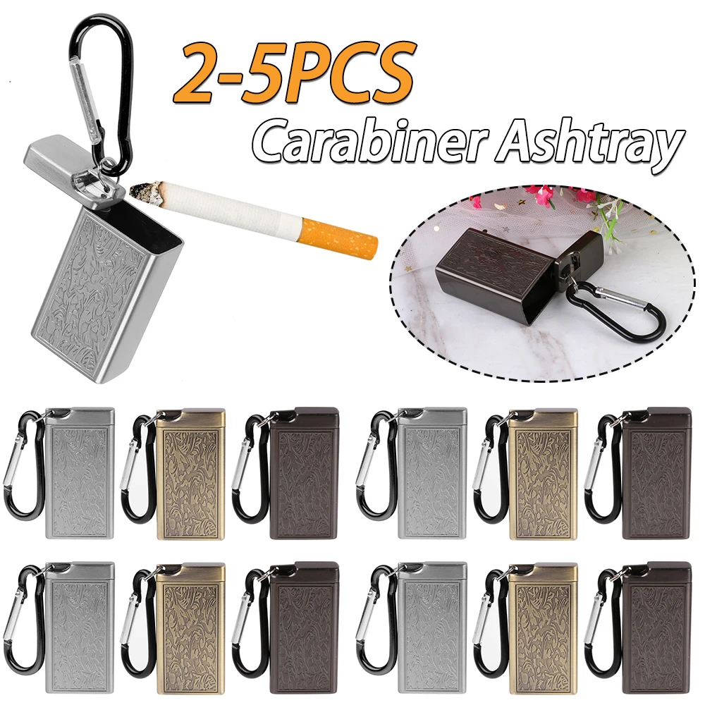 

2-5PCS Mini Portable Ashtray Cigarette Keychain Outdoor Use Pocket Smoking Smoking Ash Tray with Lid Key Chain for Travelling
