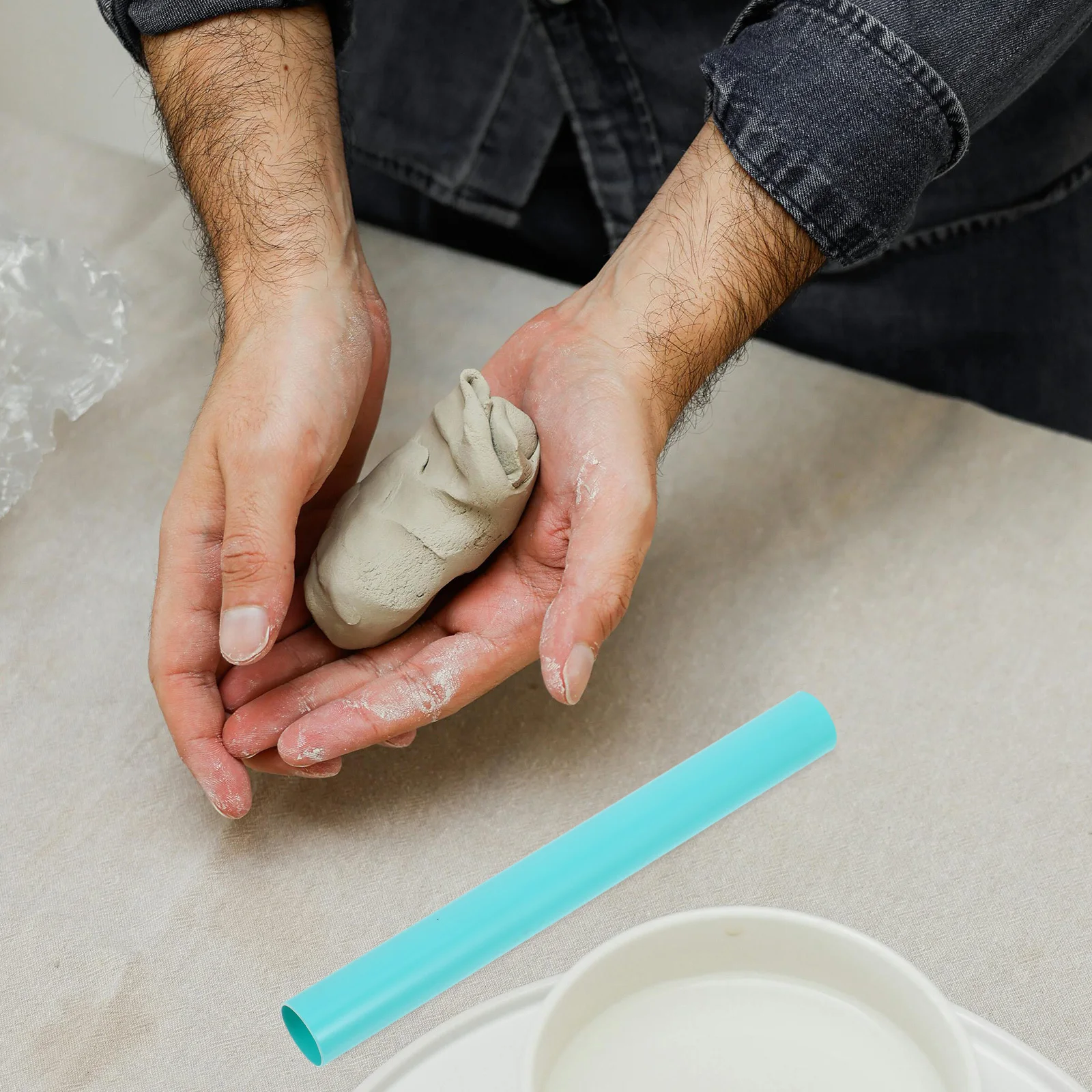 Multifunctional Acrylic Clay Roller for Polymer Clay Baking DIY Art Craft Projects Lightweight Easy Handle Accessory