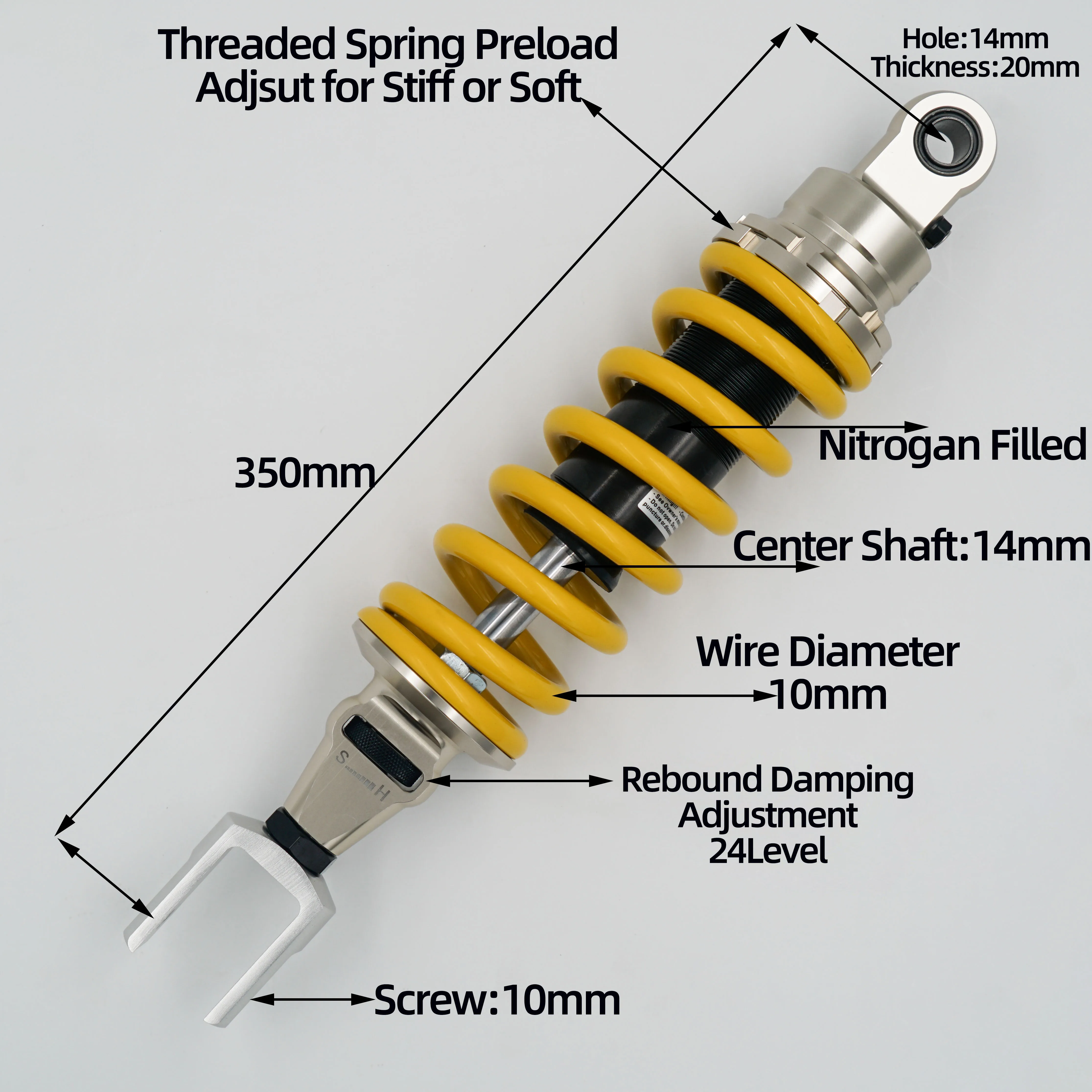 Custom rear shocks 350mm with fork 30mm Specialize suitable hydraulic New arrival for BMW CE-02 Motorcycle