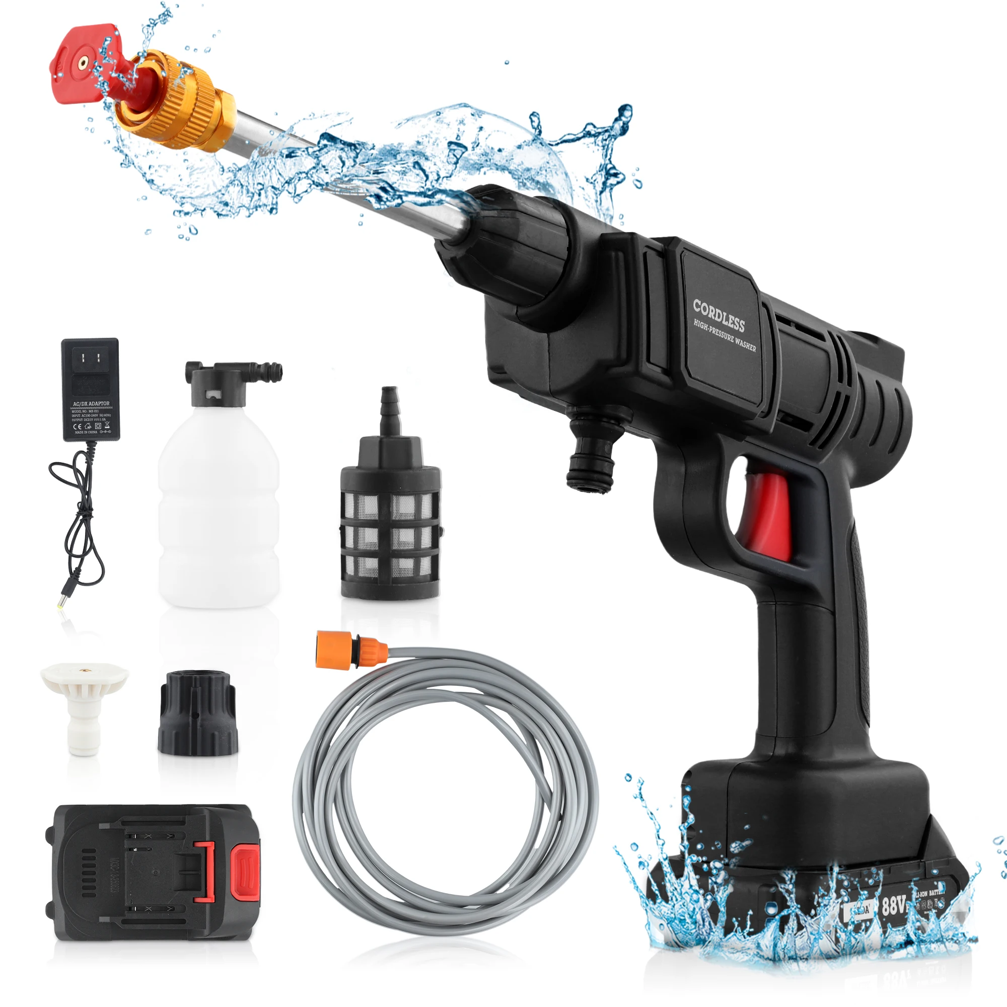 

100Bar Cordless High Pressure Cleaner Washer Spray Water Gun Foam Generator Car Washing Machine Home Car Cleaning Tool