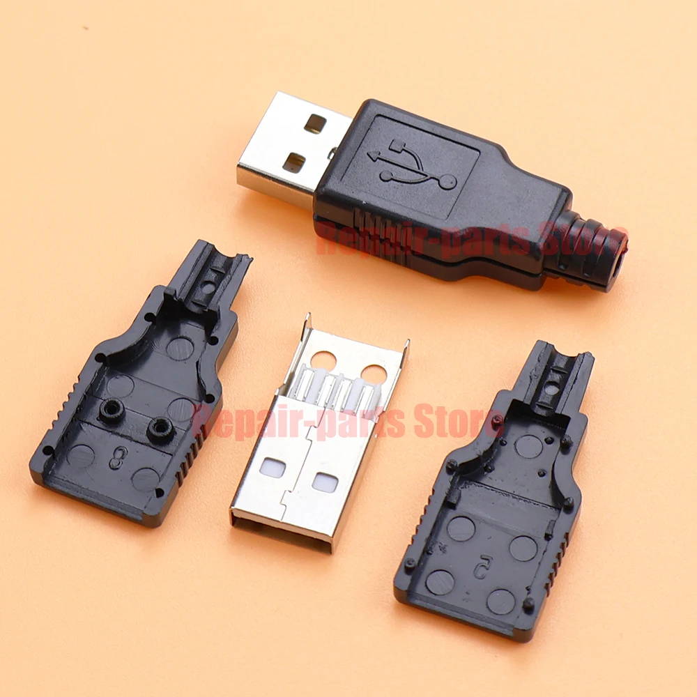 USB 2.0 Type A Male Adapter Female Socket USB 4 Pin Plug Socket Connector with Plastic Cover Type-A DIY Kits