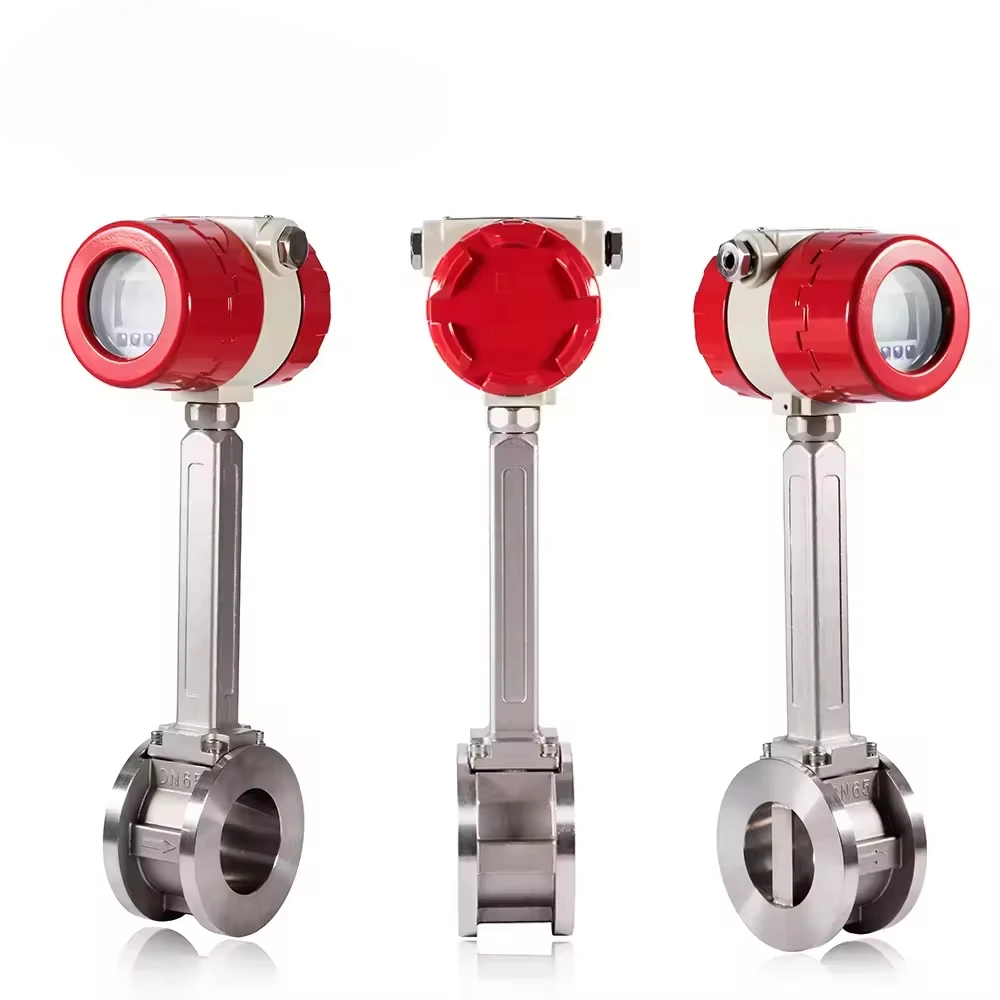 inline gas vortex flow meter natural gas compressed air compensated superheated flowmeter for air/steam