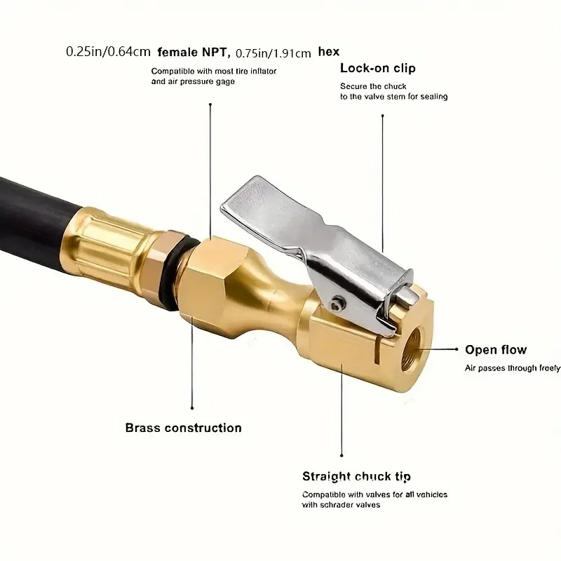 Inflation Nozzle American Standard Connect Male Head Quick Tire Rotation Reinforced Quick Clip Compression Type Inflation Nozzle