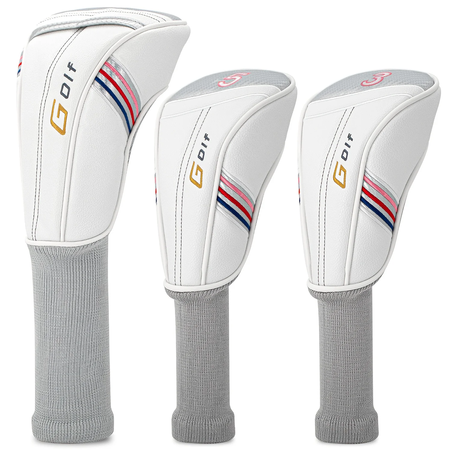 A Stylish Wooden Club Cover in Soft Pink And White - a Protective And Trendy Item for Golfers And Fans of Pastel Fashion