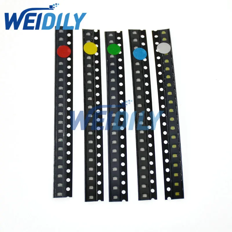 SMD LED Light Emitting Diode Set, branco, vermelho, amarelo, verde, azul, 5 cores, 0805, 100Pcs, atacado, novo