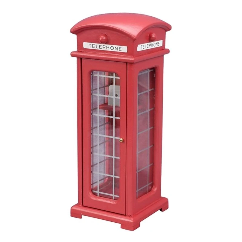 

Mini Phone Booth Model Dollhouse Decorative Miniature Red British Phone Booth Micro Landscape Scenery Ornament Prop