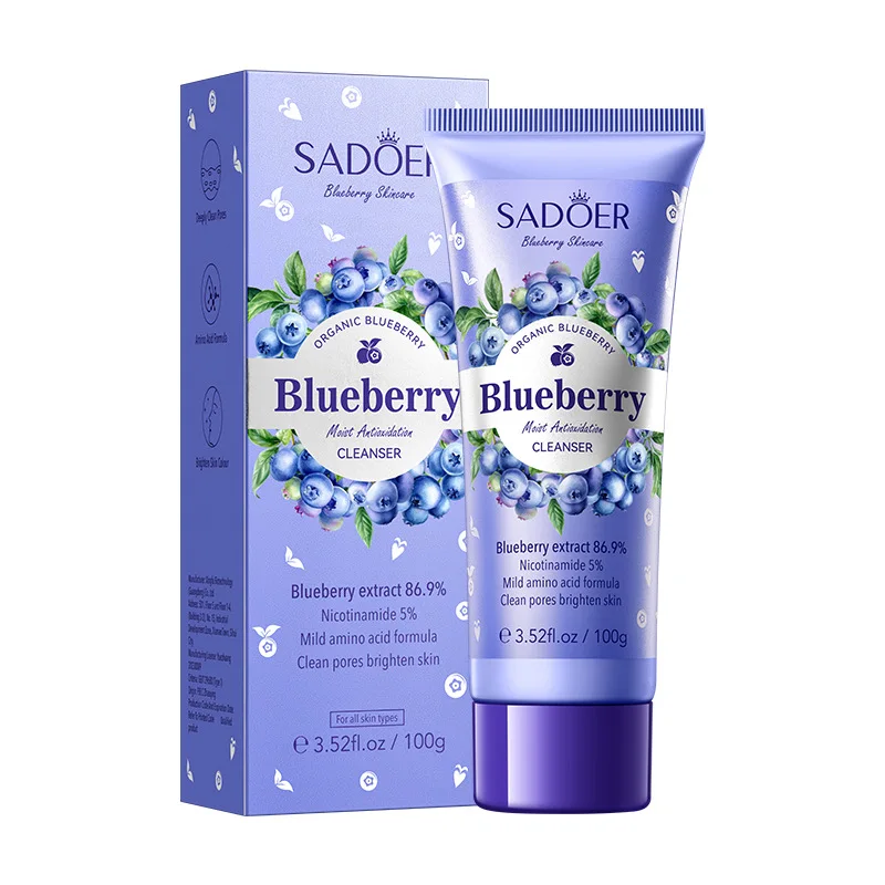 SADOER Blueberry Amino Acid Facial Cleanser Faces skincare Moisturizing Firming Face Wash Foam Cleanser Skin Care Products