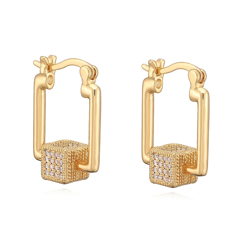 GANPUP Minimalistische Geometrische Quadratische Weiße Zirkon-Creolen für Frauen Koreanische Mode Neuer Schmuck Damengeschenk Party серьги – Detail 5