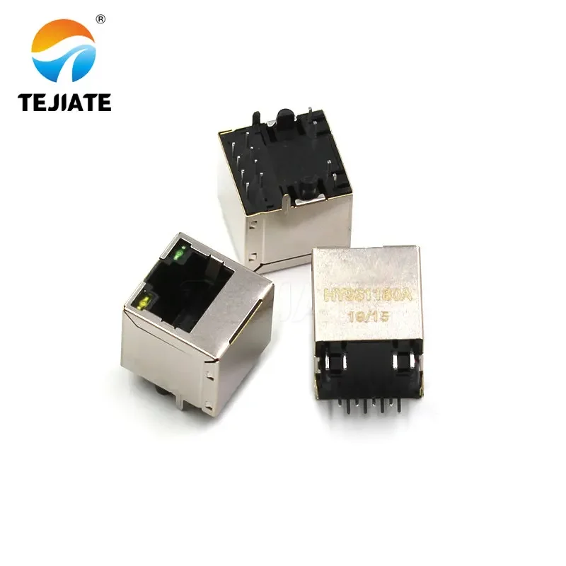HY951180A RJ45 with LED light network transformer vertical 180 degree network port