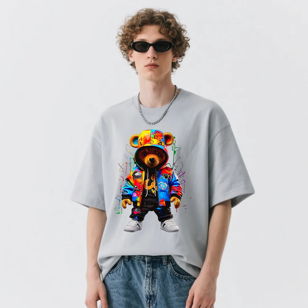 4 قطع من ملصقات نقل الحرارة على شكل الدب الكرتوني العصري، ملصقات نقل الكي DIY، مناسبة للقمصان والجينز وحقائب الظهر والقبعات