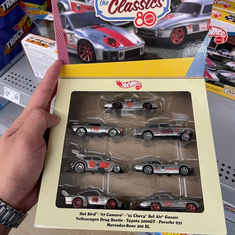مجموعة سيارات هوت ويلز الأصلية للذكرى السنوية الثمانين، إعادة عرض الكلاسيكيات، 7 قطع، نماذج سيارات مصبوبة، مجموعة ألعاب مفاجأة، بطاقات نموذجية