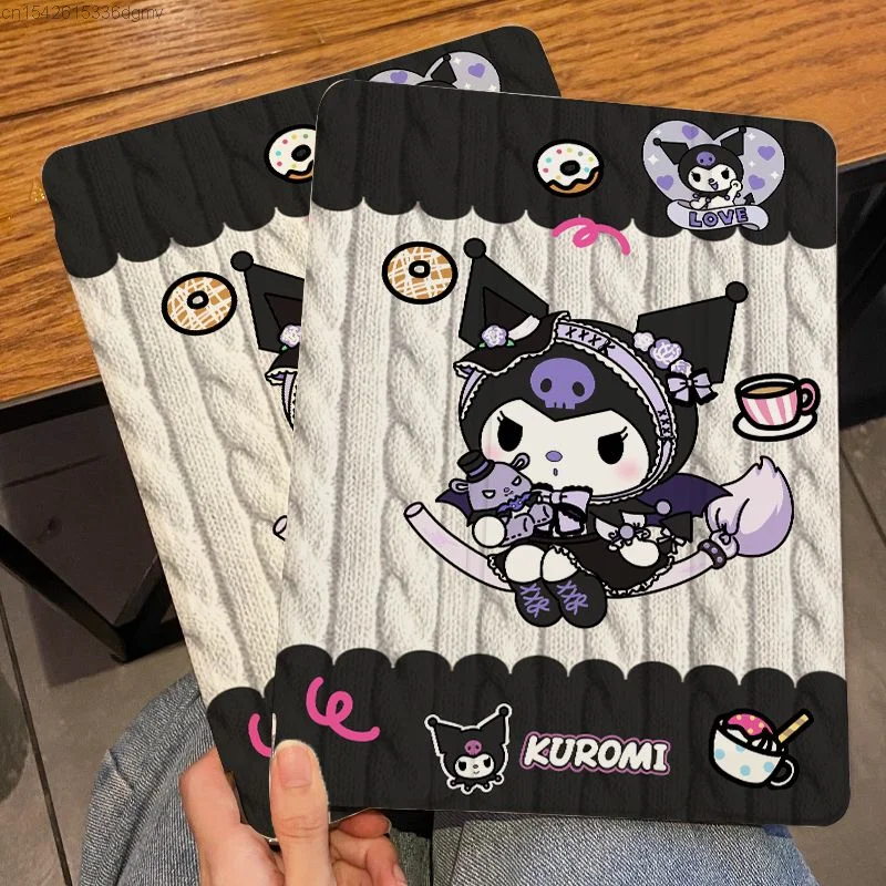 Sanrio Kuromi Kawaii Print IPad Case Pro 2022 2018 11 12.9 Inch Trifold Flip Cover Ipad Air 1 2 3 Mini 4 5 6 Drop Proof Shell