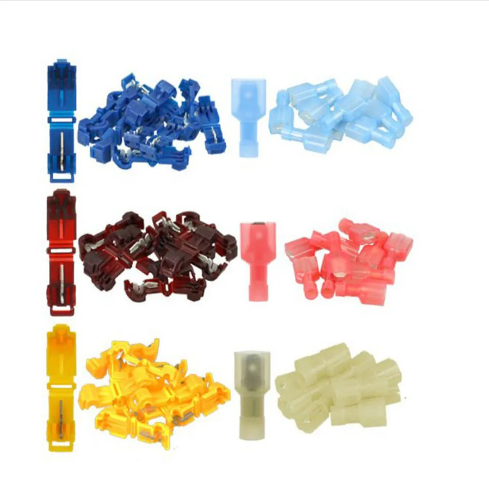 

30Pcs T Tap Wire Connector Solderless Quick Splice Electrical Branch Connection Kit Copper Nylon Fireproof for Automotive