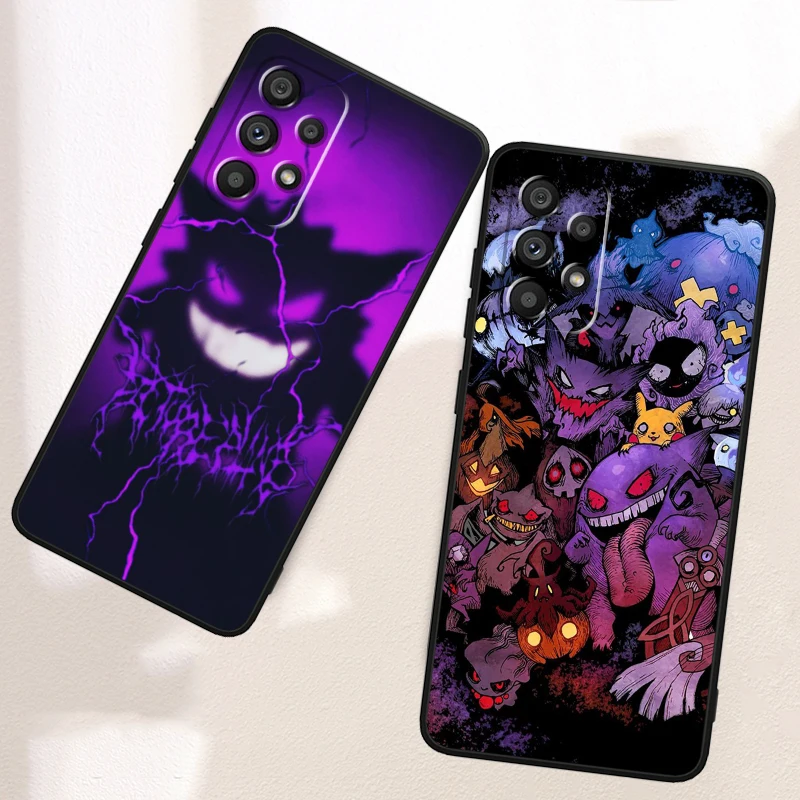 Cartoon P-Pokemones G-Gengars For Samsung Note 20 10 Ultra Plus A31 A14 A12 A70 A34 A25 A04 A05 A15 A24 5G Black Soft