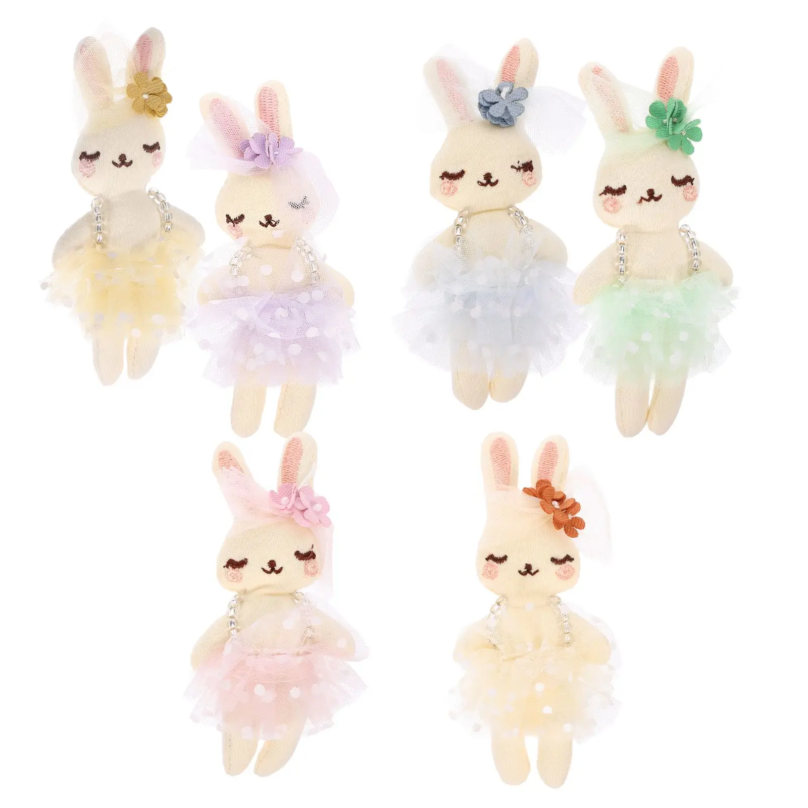 

6pcs Fabric Mesh Cotton Filled Rabbit Dolls Easter Plush Stuffed Bunny for Headdress Stuffed Animal Bunny Easter Bunny Party