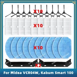 Compatível para Midea VCR04W / Kabum Smart 100 / IRBIS Bean 0121 / Teendow BR151 Acessórios de reposição Escova lateral Hepa Filtro Mop Pano