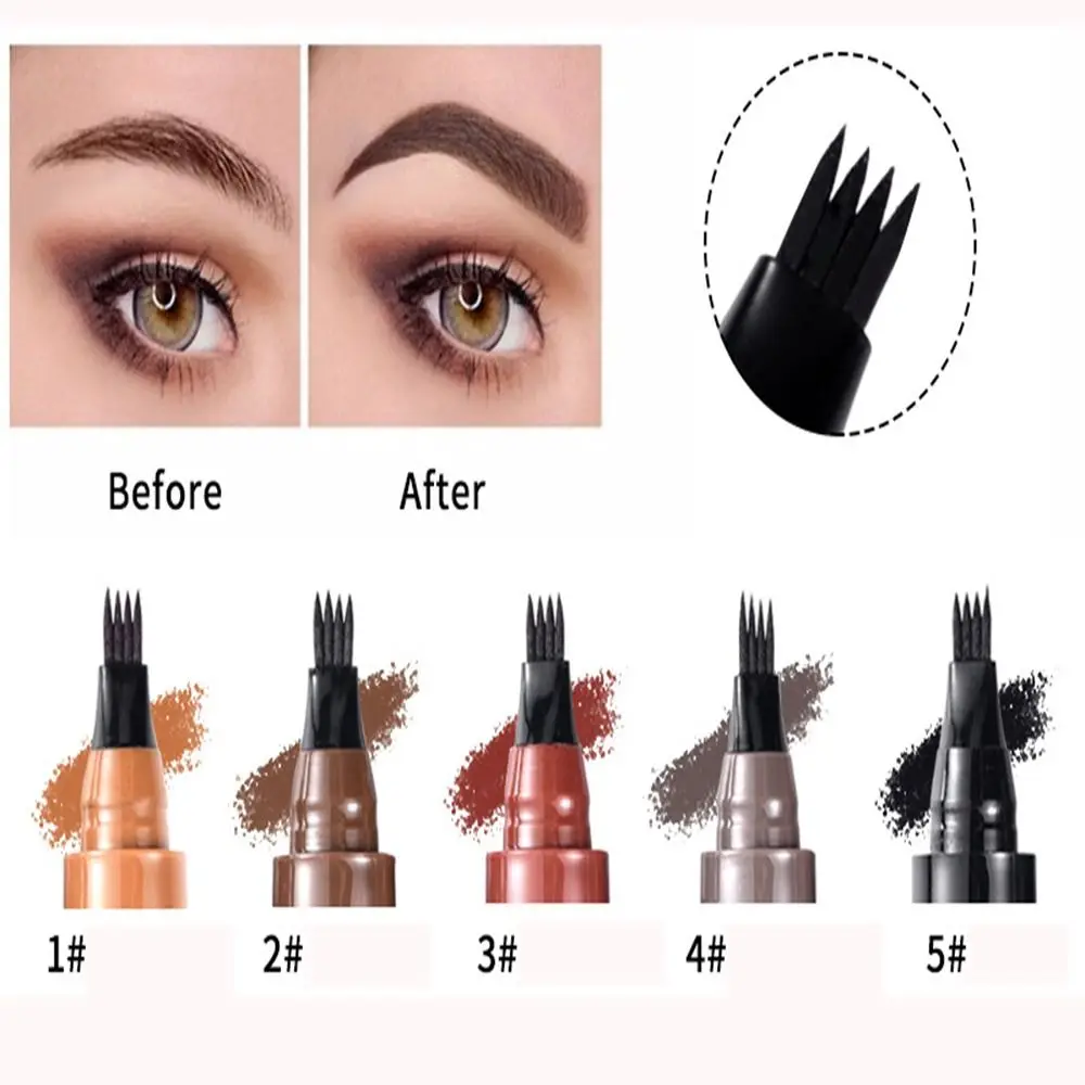 Natural Four Claw Eyebrow ปากกาเหงื่อไม่ซีดจาง Liquid Eyebrow ปากกา Gentle Strokes กันน้ํา 3 D Eyebrow เครื่องสําอางค์เครื่องมือ