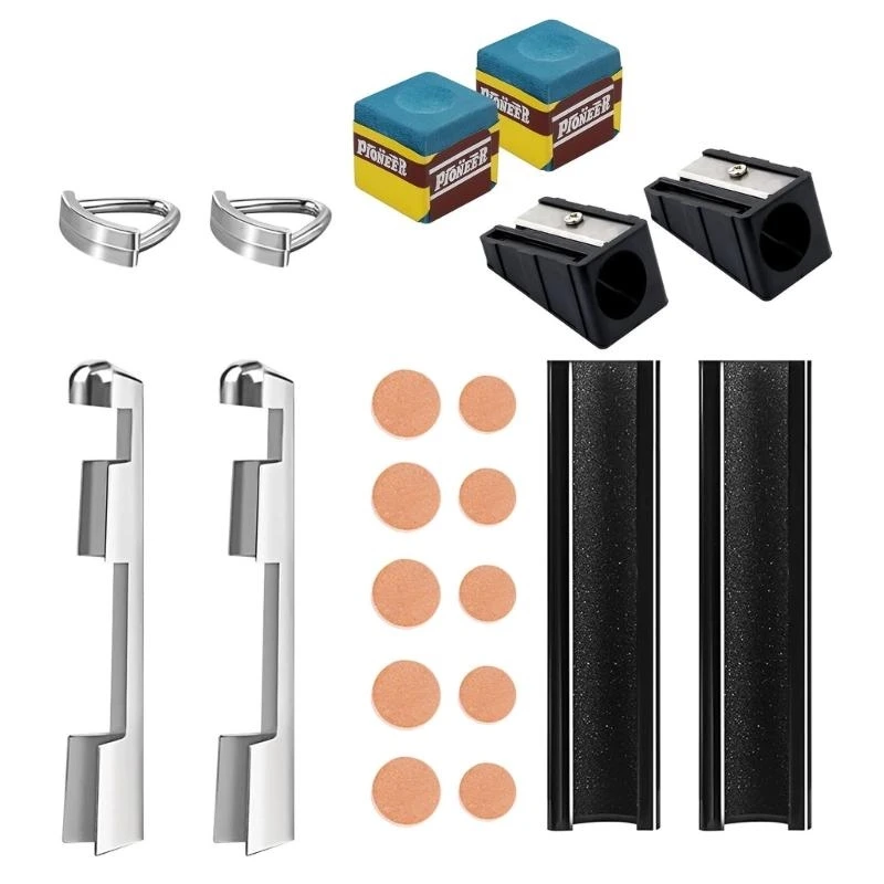 

Pool Cue Repair Including 2 Cue Clamps 10 Cue Tips 2 Pool Ball Shaper 2 Cue Tips Trimmers for Billiard Cue Repair