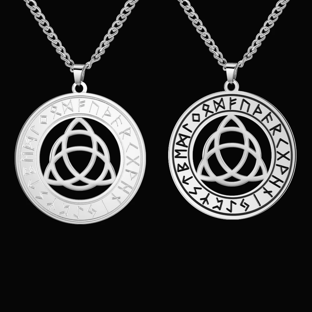 EUEAVAN Triquetra Trinity Knot Runes Hollow Necklace Stainless Steel Lucky Love Strength and Family Unity Amulet Irish Jewelry