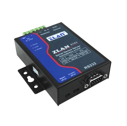 ZLAN5103 can realize the data transparent transmit between RS232/485/422 and TCP/IP