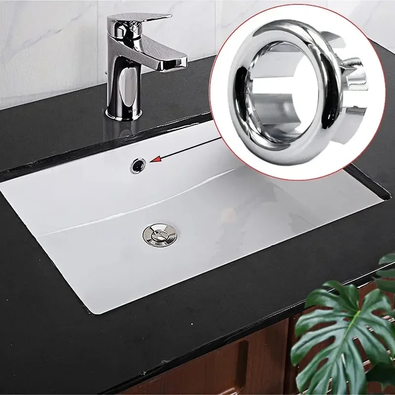 1/4PCS Kitchen Bathroom Basin Trim Bath Sink Hole Round Overflow Drain Cap Cover Overflow Ring Hollow Wash Basin Overflow Ring