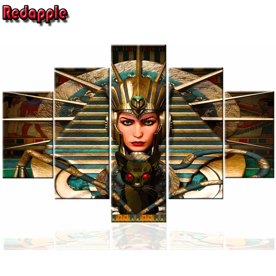 

Egyptian Queen diamond painting full square round Wall Picture Living Room Ancient Egypt Makeup Painting Multi-Panel home decor