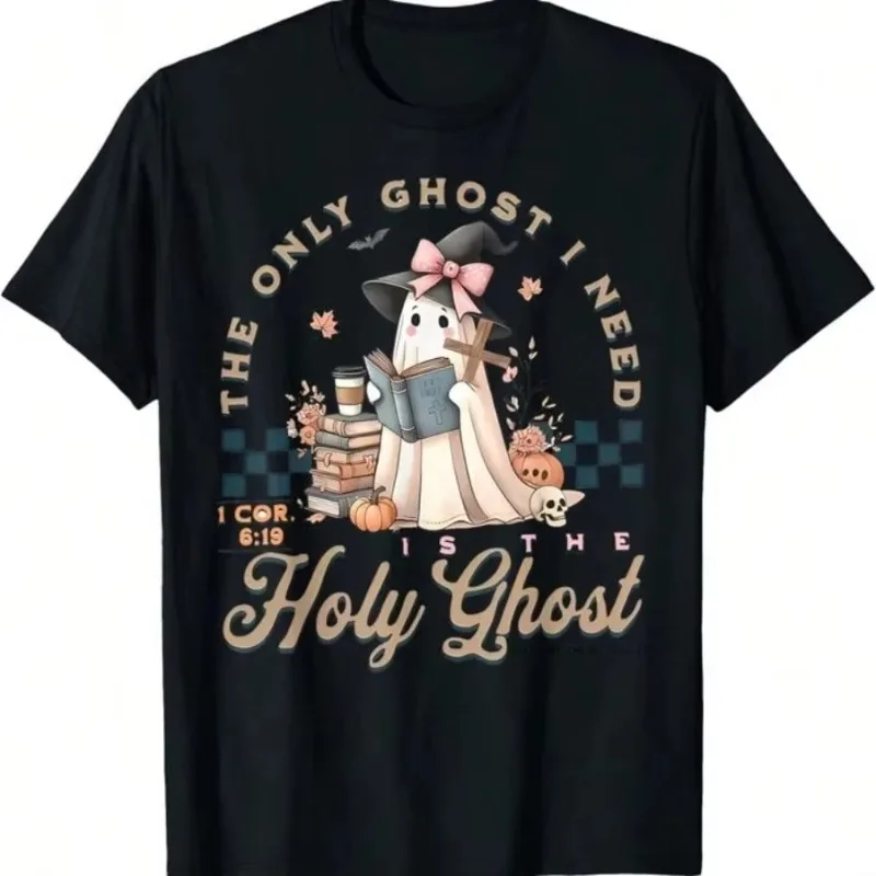 

Black T-Shirt With Halloween Urban Hippie Cat And Pumpkins Print Men's T-shirts Oversized Shirt Men's Clothing Kids Girls Clothe