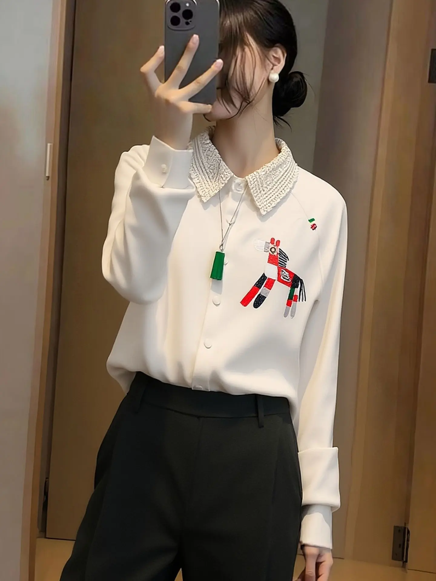 

Женская модная рубашка с длинным рукавом и принтом, весна 2026, премиум-качество, для офиса, стандартный крой