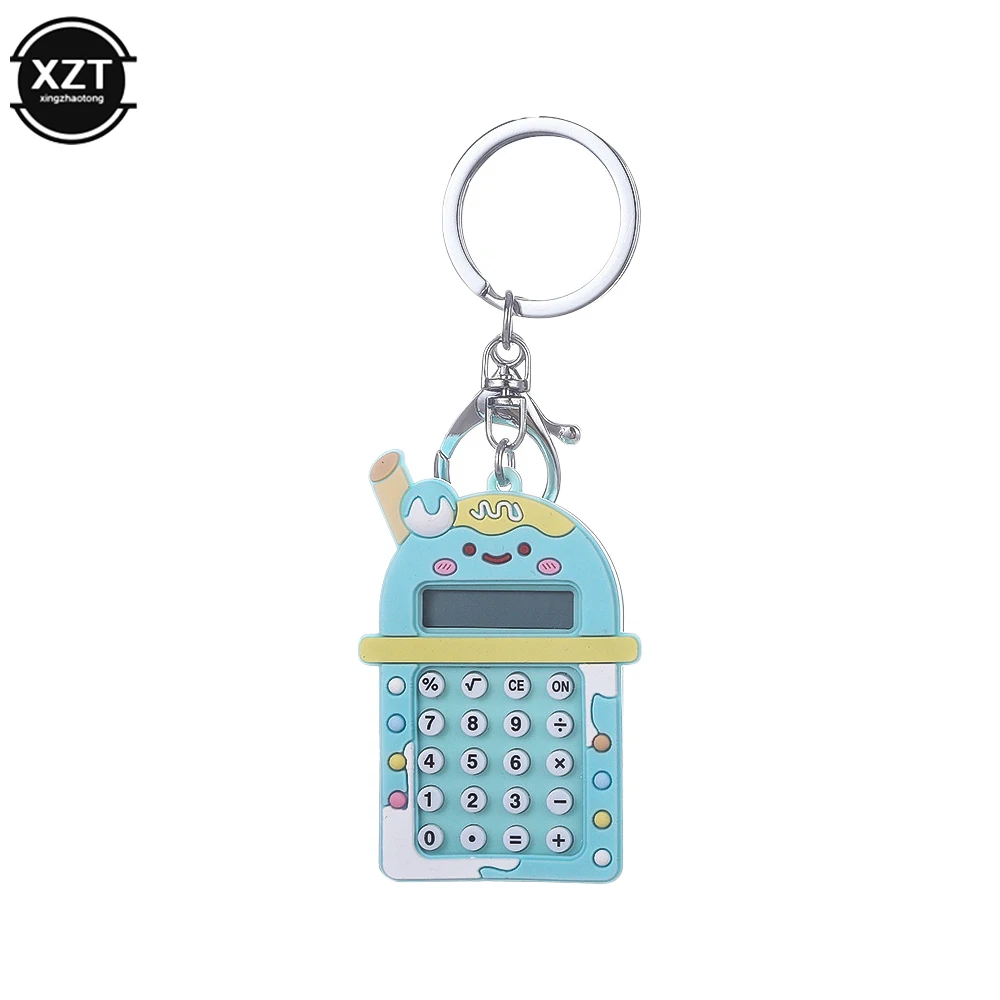 Mini Portable Key Chain Calculator Cute Cookies Style Ultra-thin Button Battery Creative Candy Color Calculator for School Kid