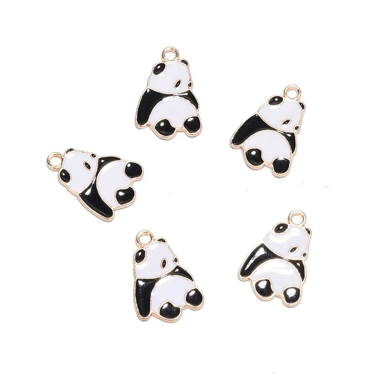 5Pcs/Lot 20*14MM Sitting Cartoon Panda Charms Diy Findings Keychain Bracelets Pendant For Earring Jewelry Making Accessory