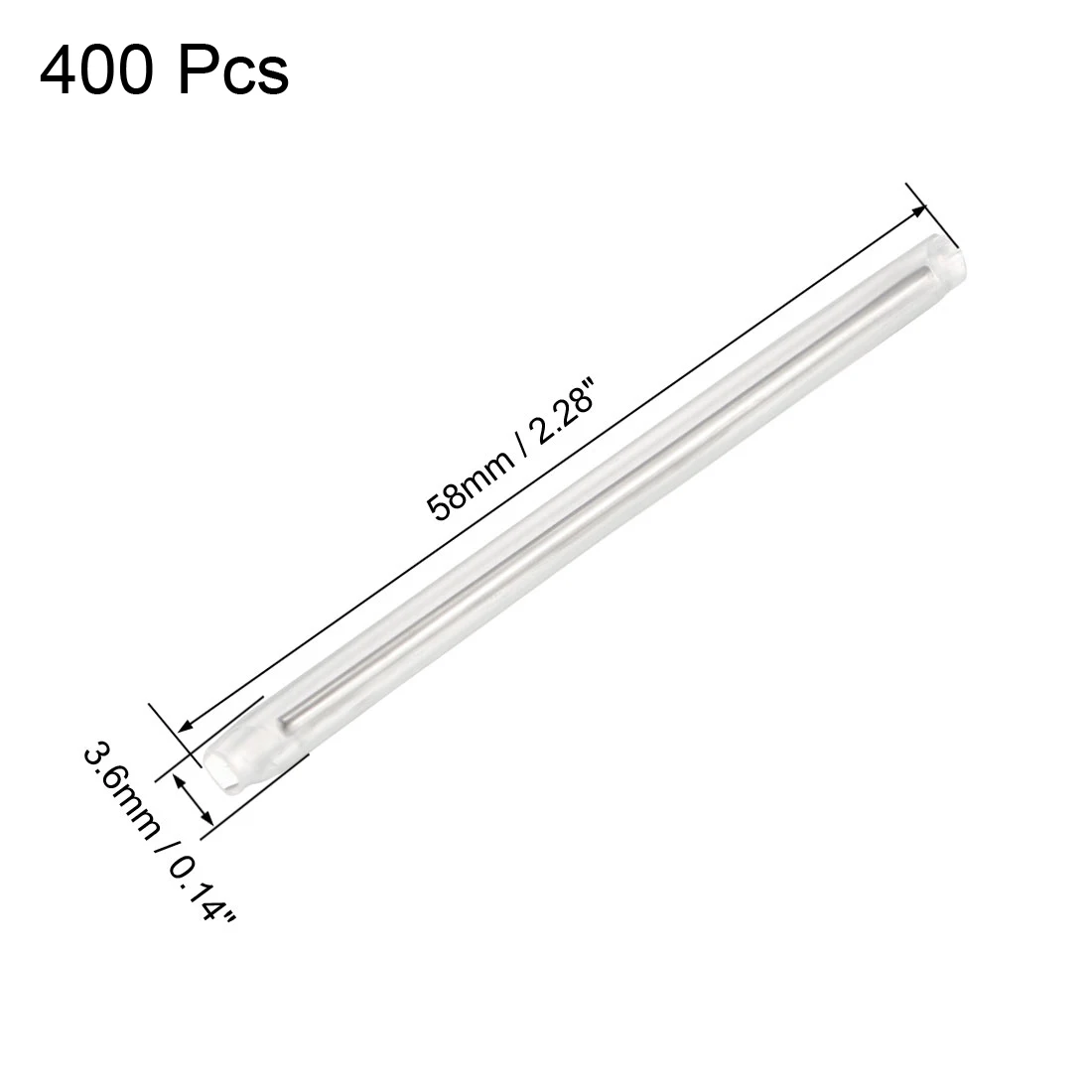 400Pcs 40/45/58mm 3.6mm OD Fiber Optic Fusion Splice Tube Protector Sleeves Clear Heat Shrinkable Tubing Cable Protection Sleeve