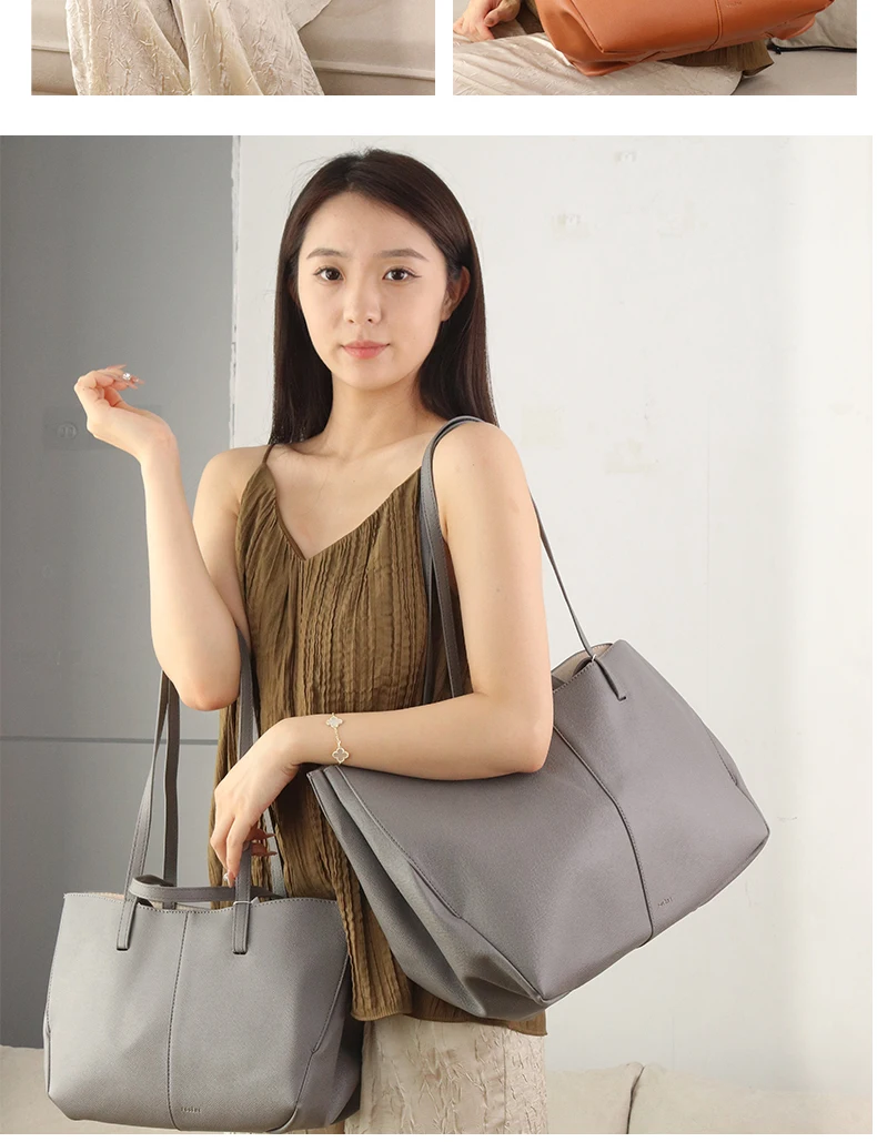 Underarm Tote Bag Leather Tote Bag Shopping Tote Bag Solid color commuter travel bag with wallet shoulder grocery storage bag