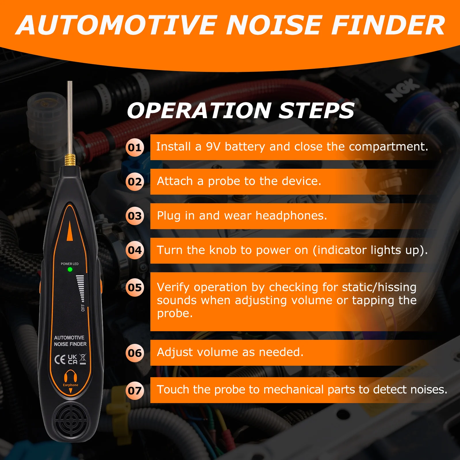 كاشف تسرب بالموجات فوق الصوتية سماعة الطبيب الصناعية آلة حساسية عالية أداة تشخيصية للمحرك أنبوب مضخة صمام الضوضاء #4