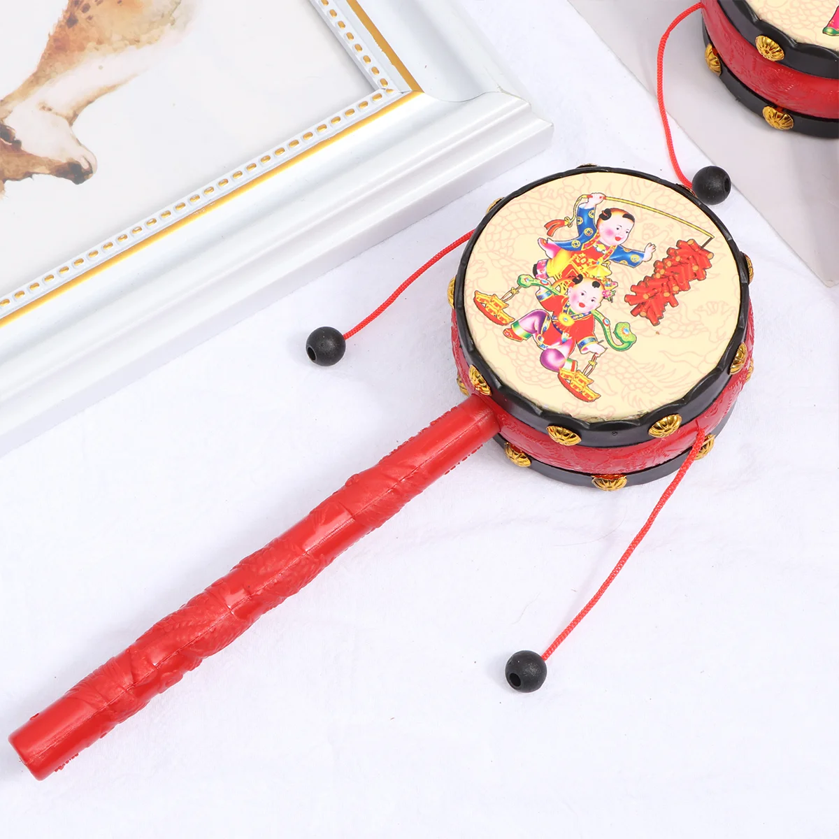 4 Pcs Toys Instrument Shaker Rattle Large Musical Wooden Balance Drum Baby Child