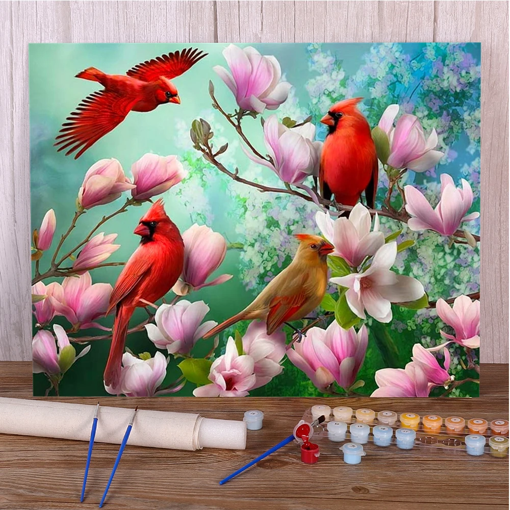 Bird Cardinal Painting By Numbers Complete Kit Oil Paints 40*50 Paiting By Numbers Decorative Paintings For Children Wall Art