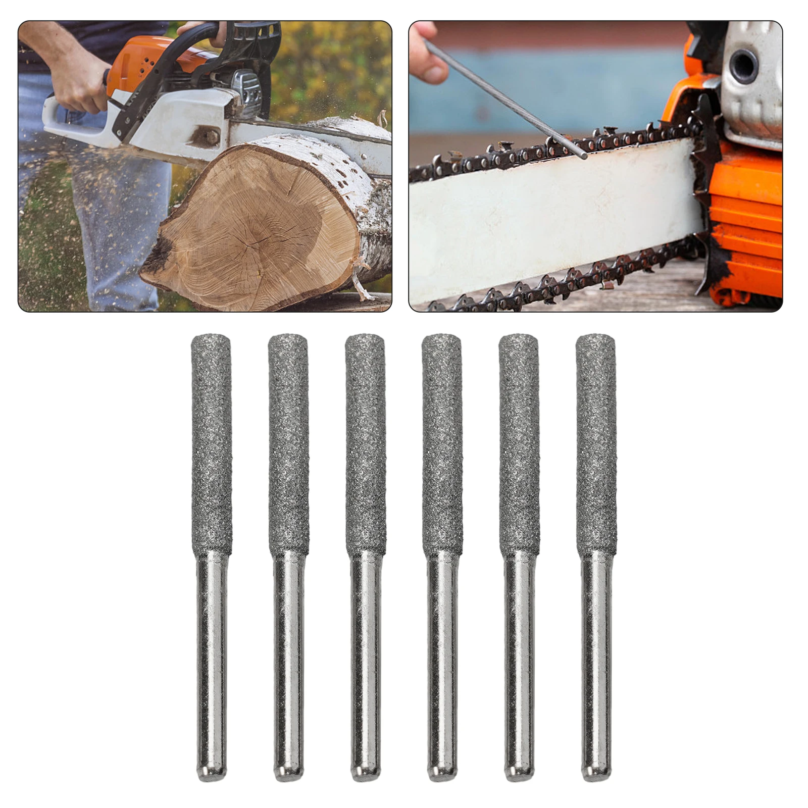 Imagem -05 - Diamond Coated Cilíndrico Burr Chainsaw Sharpener Arquivo de Pedra Chain Saw Sharpening Carving Grinding Tools mm 4.8 mm 5.5 mm Pcs