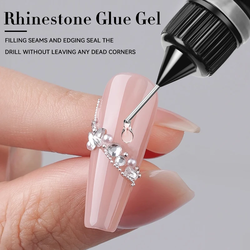 LILYCUTE 10ML Rhinestones Glue Line Gel Nail Polish NO Wipe Super Strong Adhesive Nail Gem Glue For Nail Decoration Function Gel