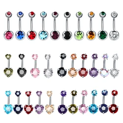 1PC Surgical Steel Crystal Belly Button Piercings 14G Heart Belly Piercing CZ Navel Ring Nombril Belly Rings Sexy Women Jewelry