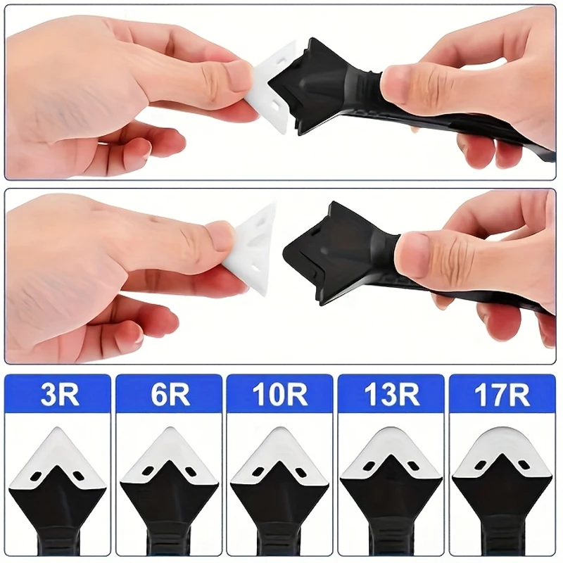 Silicone Scraper Squeegee Glue Remover Knife Caulking Angle Beauty Crack Trowel Tool Grout Scraper Kit 5in1 Multifunctional Home