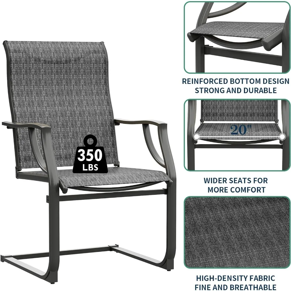 Patio Dining Chairs Set of 2, High Back Patio Chairs in All Weather Breathable Textile Fabric, Outdoor Furniture Chairs