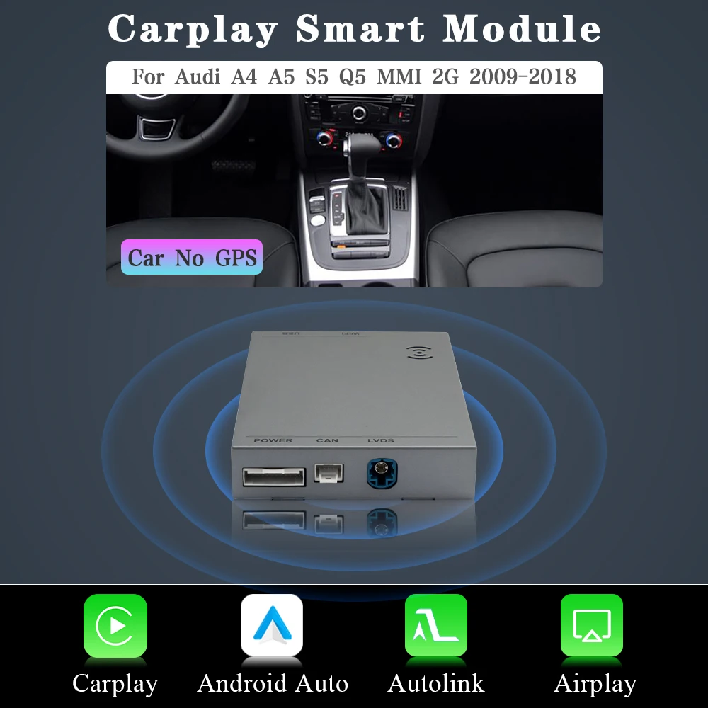 AUTOTOP Android Auto Smart Adapter Voor Audi A4/A5/S4/S5/Q5 MMI 2G/3G Draadloze CarPlay AirPlay MirrorLink Bluetooth GPS Wifi - afbeelding 1