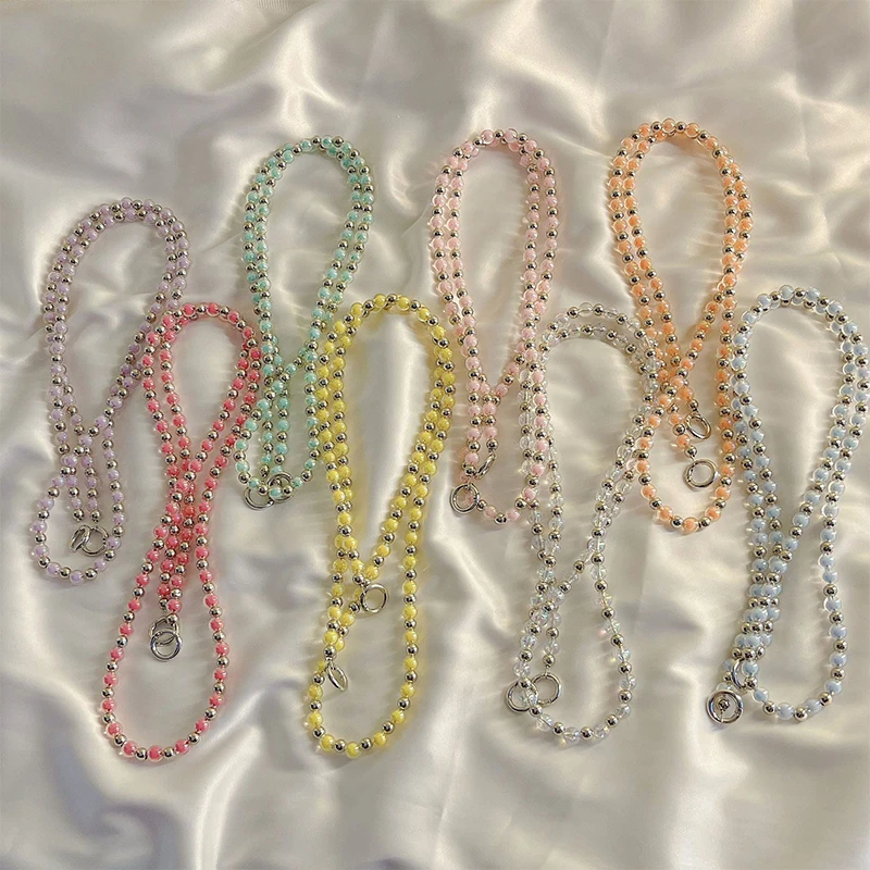 

Universal Anti-lost Clear Beaded Crossbody Long Phone Chain Phone Case Bags Decoration Gifts