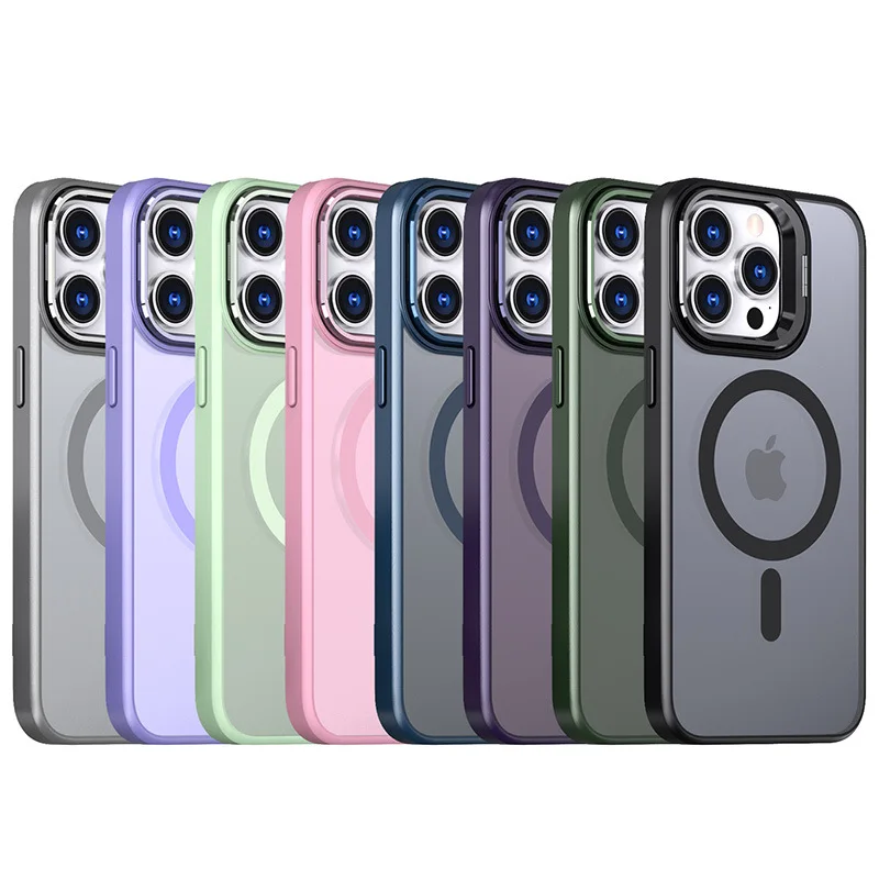 

TPU+PC Magnetic Shockproof Fashion Luxury Translucent Magnetic Frosted Mobile Phone Case For iPhone 15 Pro