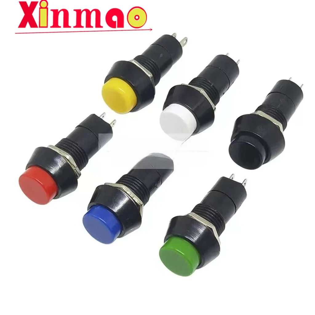 6pcs PBS-11A PBS-11B circular self-locking self resetting point action push button switch installation hole 12mm