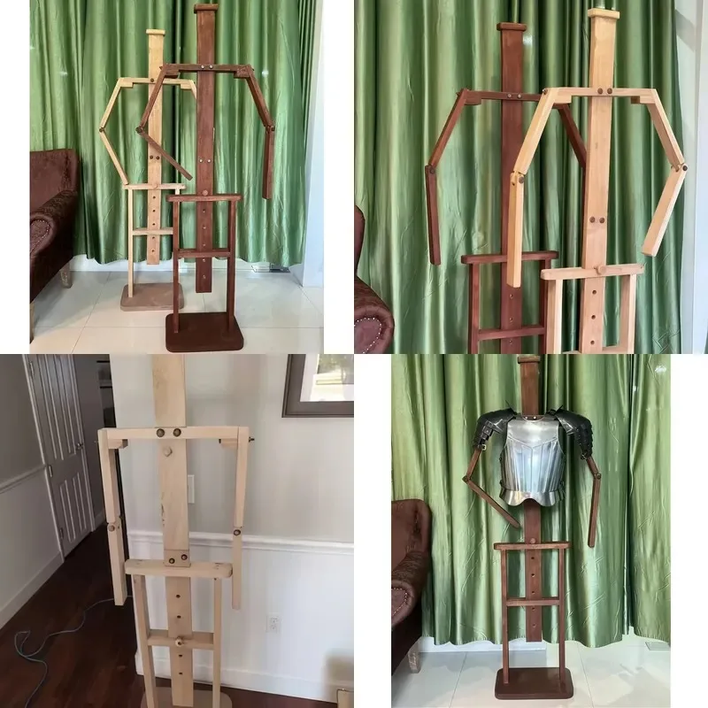 Medieval Full Armor Set Wooden Display Stand Heavy Duty Base Handmade Decorative Model for Artist Painting