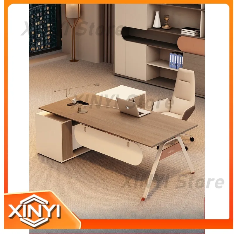 Simple Modern Boss Desk and Chair Combination for Office Manager Supervisor Senior Executive President