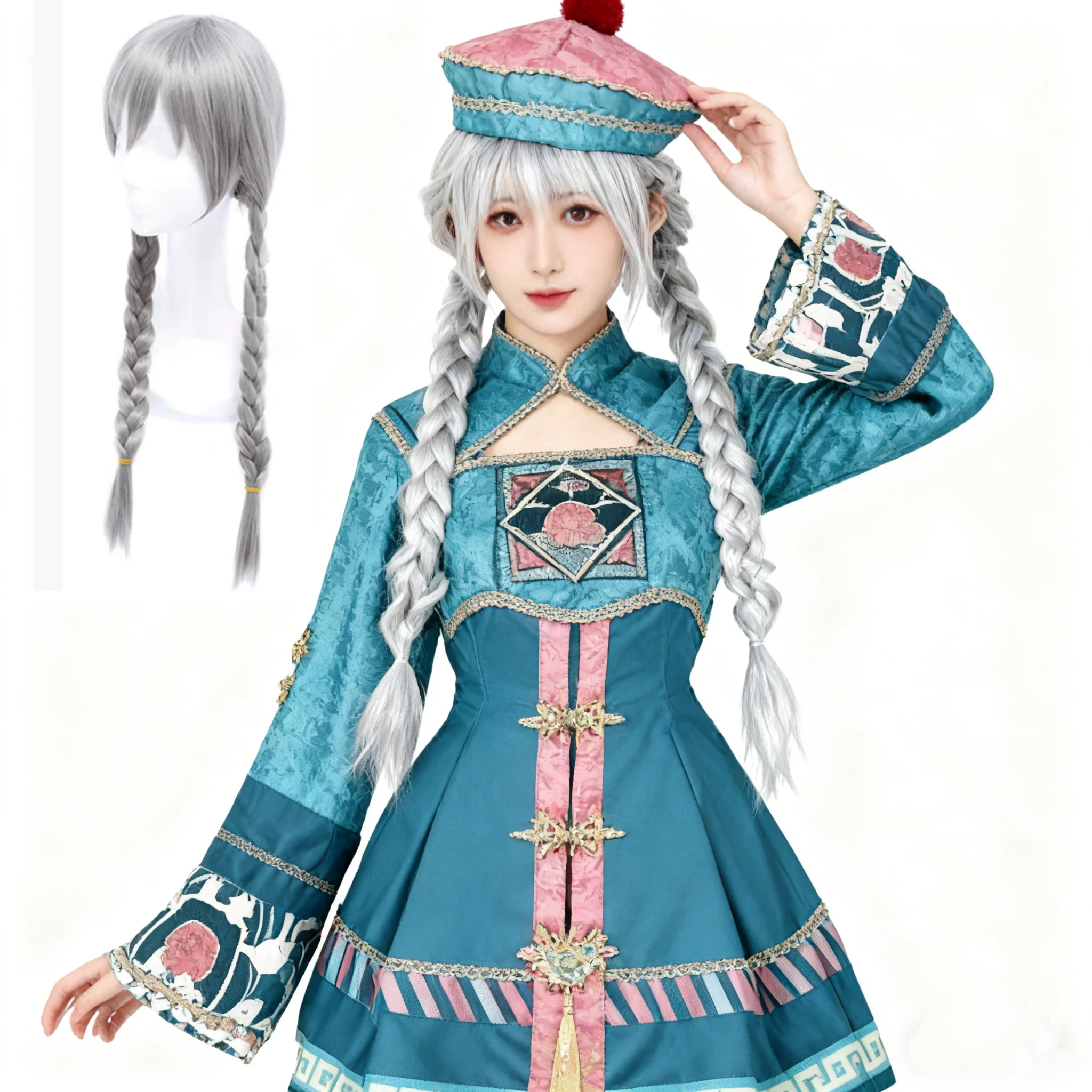 Gothic Lolita Anime chinesischen Stil Zombie Cosplay Kostüm Perücke Frauen Vampir Ostern Karneval Party Outfit Kleid Rock Kleid