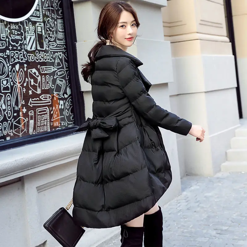 Ladies Winter Coat Women Large Skirt Hem Long Jacket Woman Casual Warm Outerwear Jackets Female Girls Black Clothes VA1196